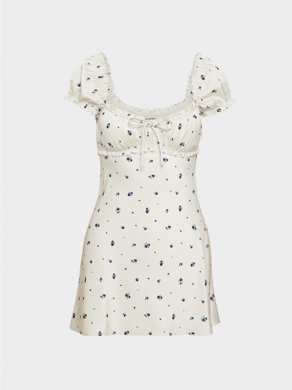 Sunday Best Cream Mini Dress with Blue Floral Print